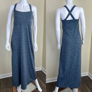 Eddie Bauer Women's Size S Blue Space Dye Jersey Maxi Dress Casual Outdoor